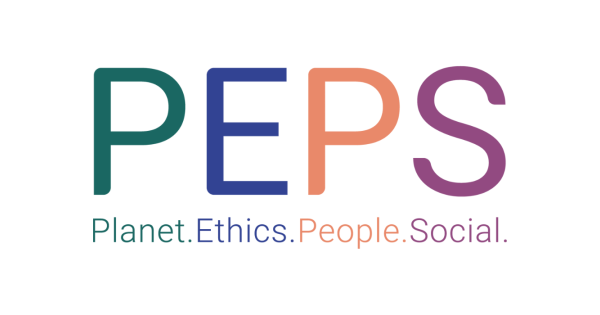 PEPS sustainability program Logo "People - Planet - Ethic - Social" in colors 2400x700