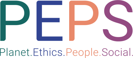 PEPS sustainability program Logo &quot;People - Planet - Ethic - Social&quot; in colors 