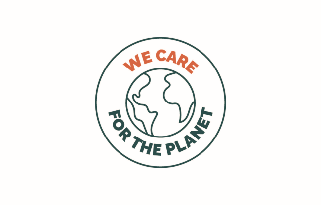 Logo de We Care for the Planet avec une illustration d'une plan&egrave;te