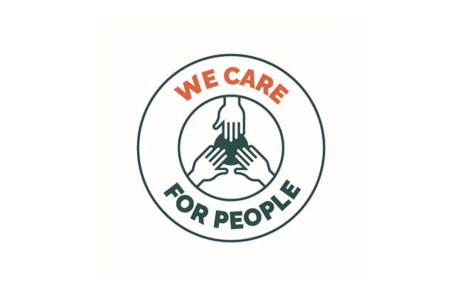 Logo We Care For People avec trois mains pour illustrer la solidarit&eacute;