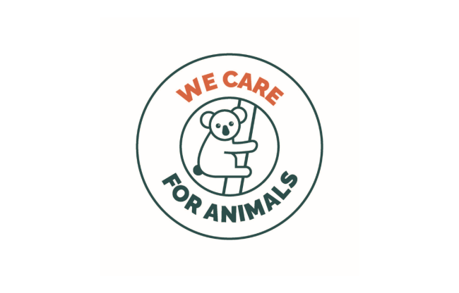 We care for animals Logo avec un koala