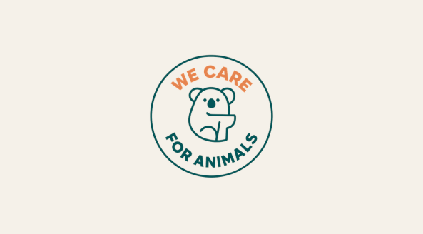 We care for animals Logo avec un koala